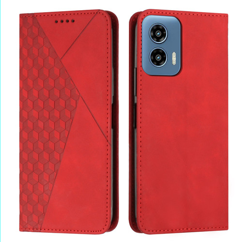 Moto G 5G 2024 Diamond Splicing Skin Feel Magnetic Leather Phone Case - Red